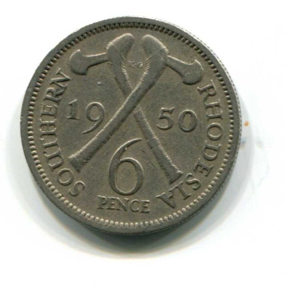 1950 Southern Rhodesia 6p Coin (b662-6)